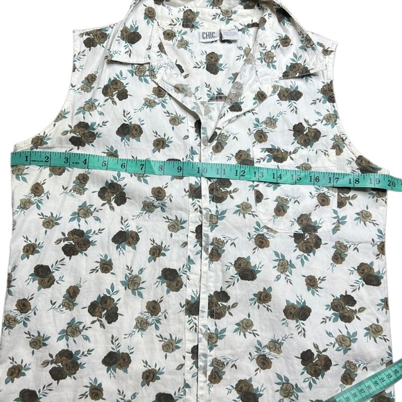 Vintage 90s Chic Floral Sleeveless Button Down size M - Picture 12 of 15